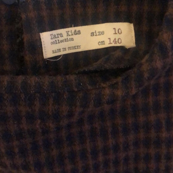Zara dress, size 10 cm 140, cotton material, color: Brown, Black and green lines - Picture 6 of 6